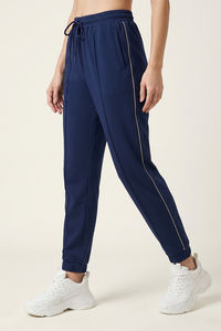 Zivame Knit Poly Athleisure Joggers - Navy Peony — thumbnail 3
